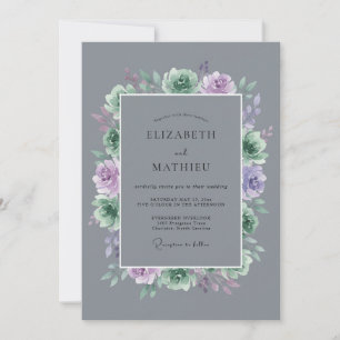 Convites Casamento de Eucalipto Cinza Succulent Lilás Ardós