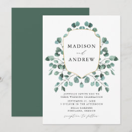 Convites Casamento de Eucalipto com Aquarela Moderna