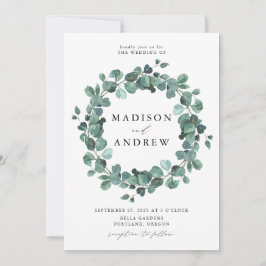 Convites Casamento de Eucalipto com Aquarela Moderna