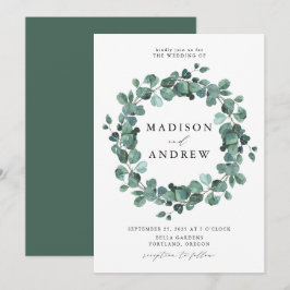 Convites Casamento de Eucalipto com Aquarela Moderna