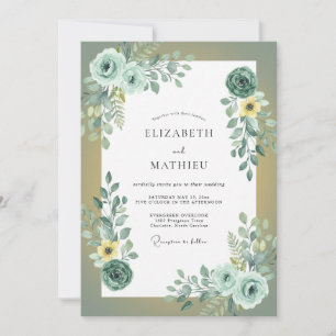 Convites Casamento de Eucalipto com Folhagem Amarela Espuma