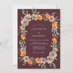 Convites Casamento de Eucalipto com Folhagem Âmbar Marrom