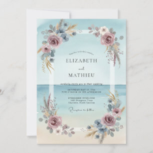 Convites Casamento de Eucalipto com Folhagem Aquamarinha e 