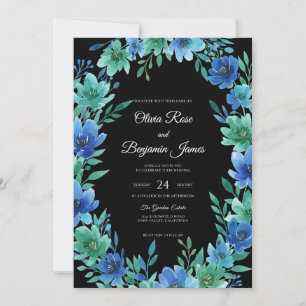 Convites Casamento de Eucalipto com Folhagem Azul-escuro