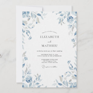 Convites Casamento de Eucalipto com Folhagem Azul-Pervinca