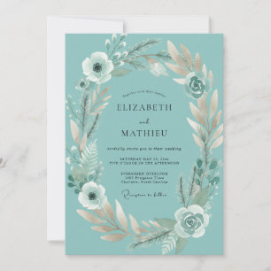 Convites Casamento de Eucalipto com Folhagem Branca Azul-Ce