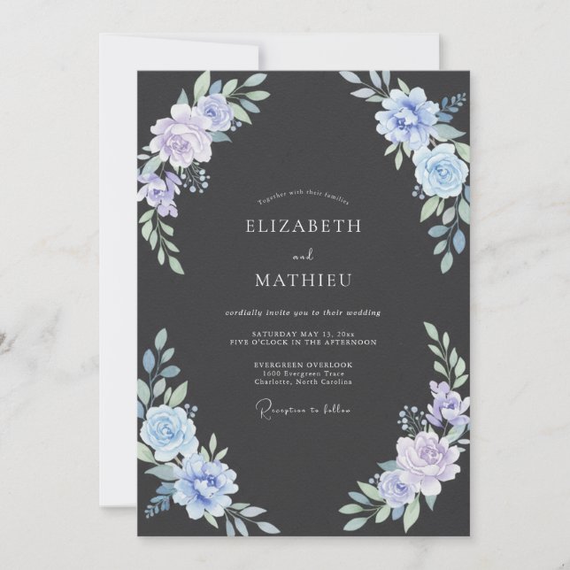 Convites Casamento de Eucalipto com Folhagem Charcoal Periw (Frente)