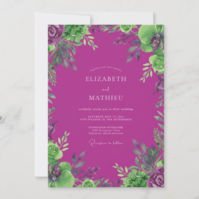 Convites Casamento de Eucalipto com Folhagem Chartreuse Mag (Frente)