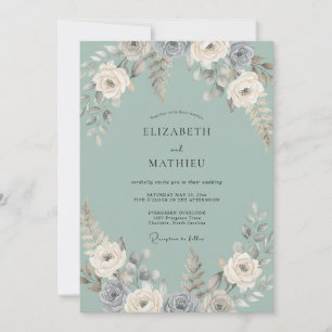 Convites Casamento de Eucalipto com Folhagem Cinza Espuma d