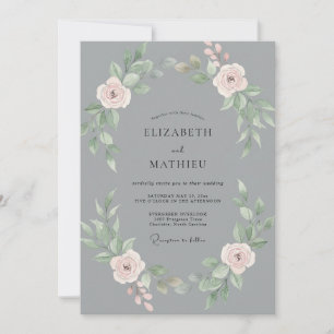Convites Casamento de Eucalipto com Folhagem Cor-de-Rosa Pá