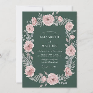 Convites Casamento de Eucalipto com Folhagem Corada de Flor