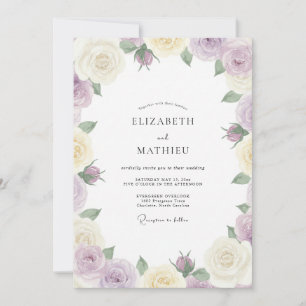 Convites Casamento de Eucalipto com Folhagem Creme Lilás