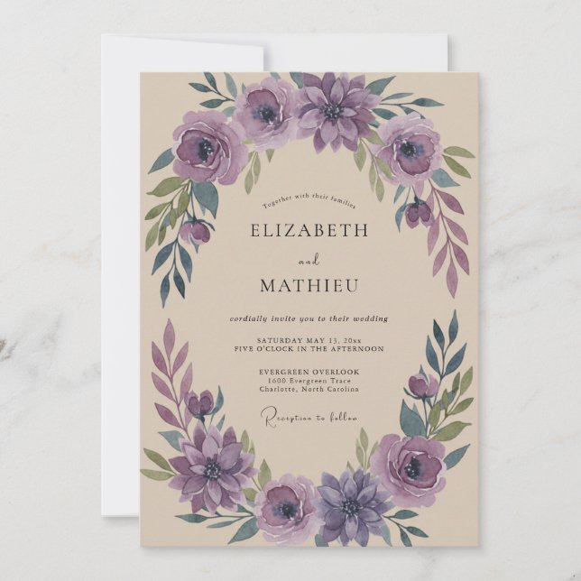 Convites Casamento de Eucalipto com Folhagem de Ámbar (Frente)