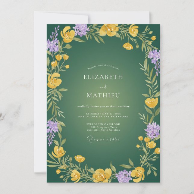 Convites Casamento de Eucalipto com Folhagem de Âmexita Ama (Frente)