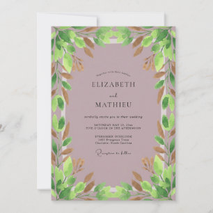 Convites Casamento de Eucalipto com Folhagem de Cobre Rosa