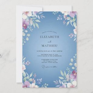 Convites Casamento de Eucalipto com Folhagem de Periwinkle
