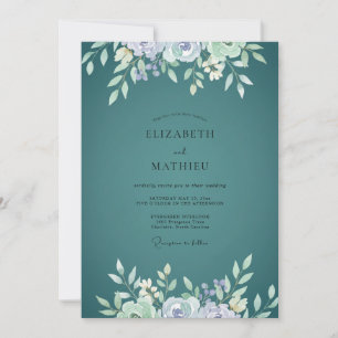 Convites Casamento de Eucalipto com Folhagem de Periwinkle