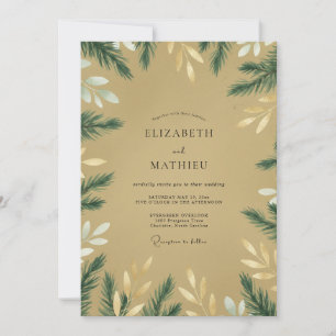 Convites Casamento de Eucalipto com Folhagem de Pinheiro Oc