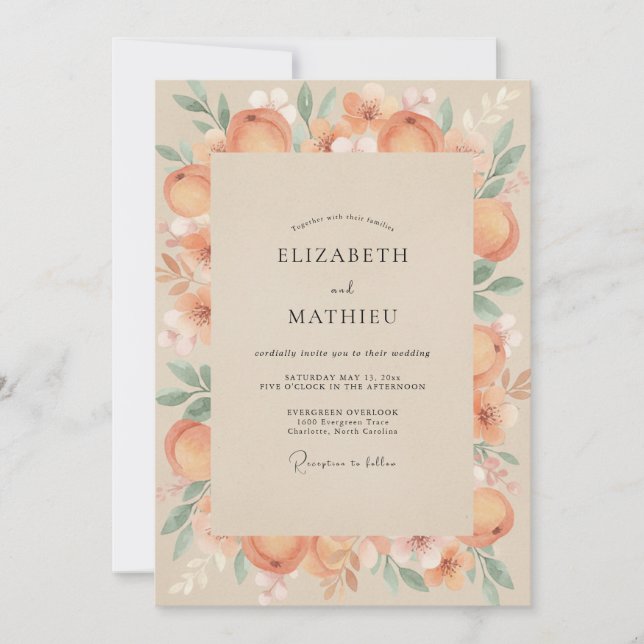 Convites Casamento de Eucalipto com Folhagem de Ranunculus  (Frente)