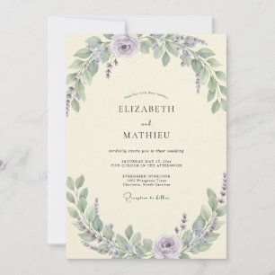 Convites Casamento de Eucalipto com Folhagem de Salvia Lilá
