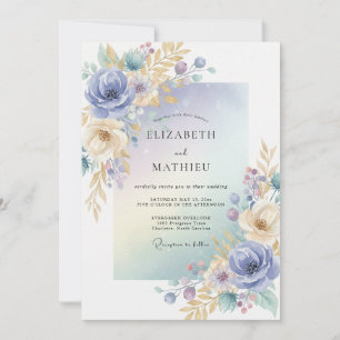 Convites Casamento de Eucalipto com Folhagem Dourada e Peri