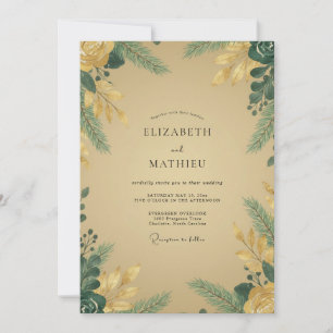 Convites Casamento de Eucalipto com Folhagem Dourada Mostar