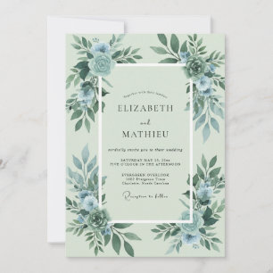 Convites Casamento de Eucalipto com Folhagem em Aço Espuma 