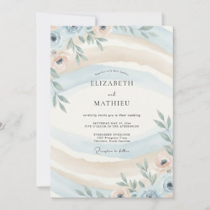 Convites Casamento de Eucalipto com Folhagem em Champanhe A