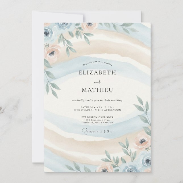 Convites Casamento de Eucalipto com Folhagem em Champanhe A (Frente)