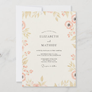 Convites Casamento de Eucalipto com Folhagem em Dourado Cha