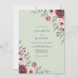 Convites Casamento de Eucalipto com Folhagem em Tom de Hort