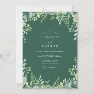 Convites Casamento de Eucalipto com Folhagem Esmeralda Prof