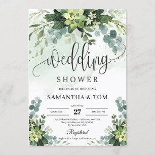 Convites Casamento de eucalipto com folhagem floral sucinta