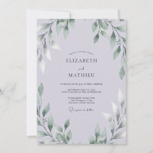 Convites Casamento de Eucalipto com Folhagem Lavanda Pálida