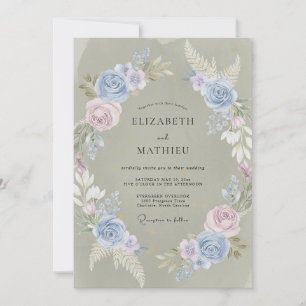 Convites Casamento de Eucalipto com Folhagem Lavanda Periwi