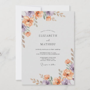Convites Casamento de Eucalipto com Folhagem Lilás Dourada