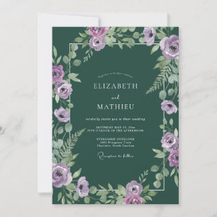 Convites Casamento de Eucalipto com Folhagem Lilás Esmerald