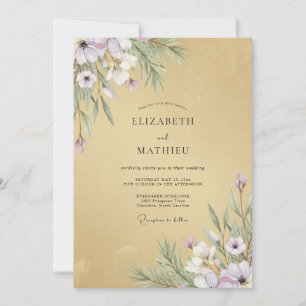Convites Casamento de Eucalipto com Folhagem Lilás Mel