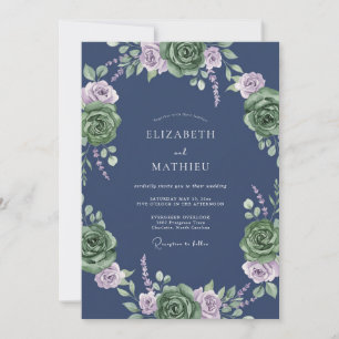 Convites Casamento de Eucalipto com Folhagem Lilás Slate