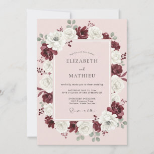 Convites Casamento de Eucalipto com Folhagem Marrom-Branca