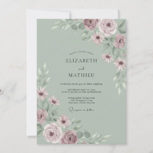 Convites Casamento de Eucalipto com Folhagem Oliva Malva
