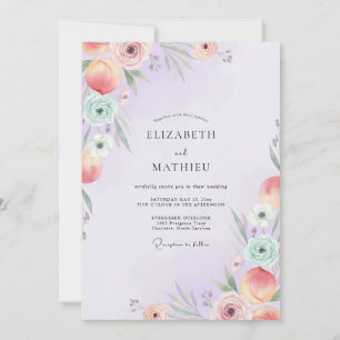 Convites Casamento de Eucalipto com Folhagem Pastel Roxo