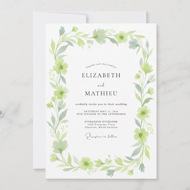 Convites Casamento de Eucalipto com Folhagem Prateada Chart (Frente)