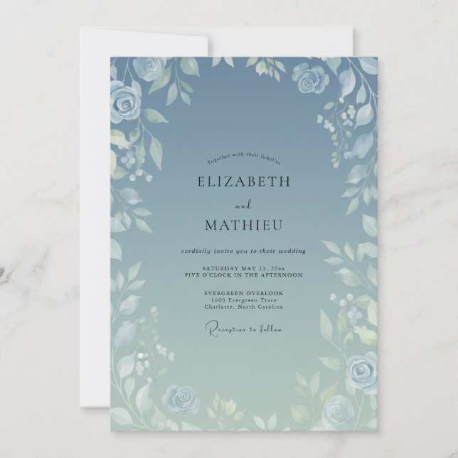 Convites Casamento de Eucalipto com Folhagem Prateada de Ar (Frente)