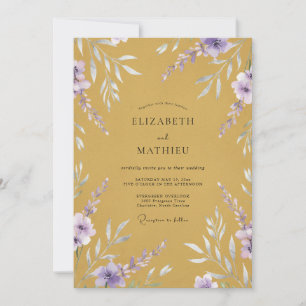 Convites Casamento de Eucalipto com Folhagem Roxa Mostarda