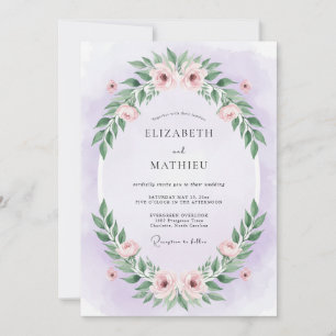 Convites Casamento de Eucalipto com Folhagem Roxa Pastel