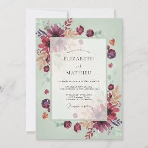 Convites Casamento de Eucalipto com Folhagem Roxa Vintage A