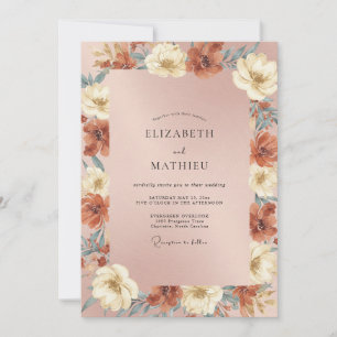 Convites Casamento de Eucalipto com Folhagem Terracota Mauv