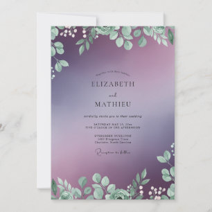 Convites Casamento de Eucalipto com Folhagem Violeta