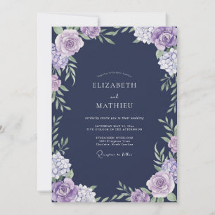 Convites Casamento de Eucalipto com Folhagem Violeta Índigo